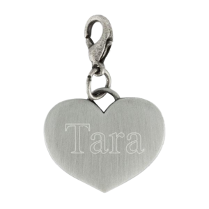 Silver Brushed Heart Pewterstone Charm