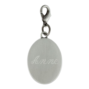 Personalized Charm Oval Pewtertone