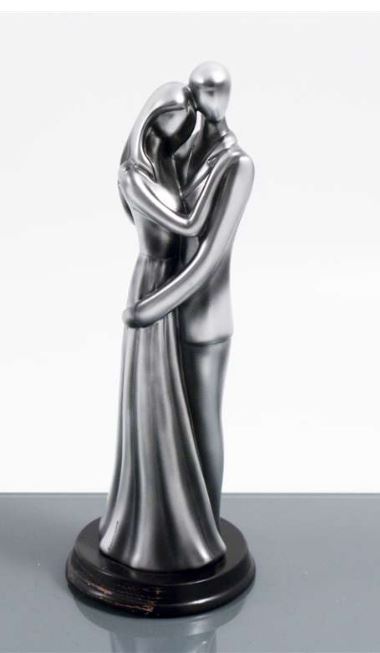 Silver Couple Embracing Figurine