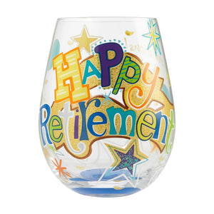 Stemless "Happy Retirement" Wine Glass