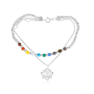 Sterling Silver Lotus Flower with Chakra Stones