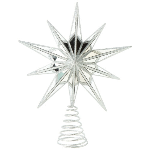 Mirror Star Tree Topper, Silver Plastic Frame 12 In
