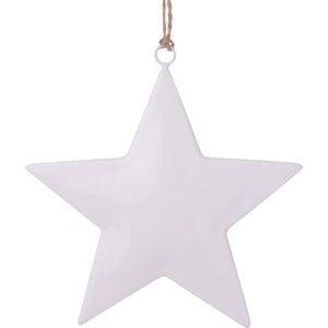 White Enamel Metal Star Ornament 4.5 In