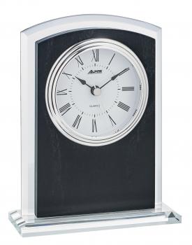 Glass & Mottled Glass Arch Quartz Clock