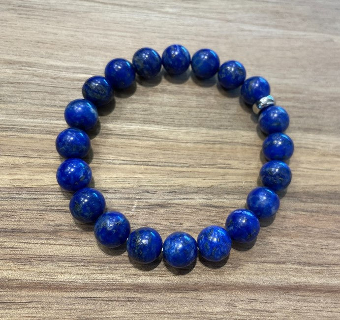 Lapis Lazuli Bead Bracelet with Charm