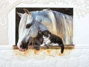 Horse and Cat Greeting Card