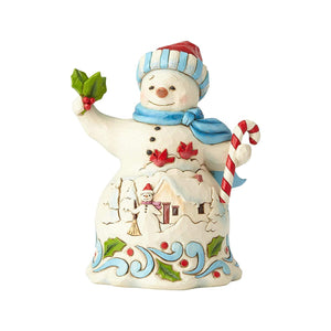 Pint Sized Snowman with Candy Cane