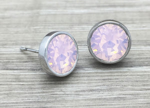 Luxe Swarovski Crystal Stud Opal Earrings Pink