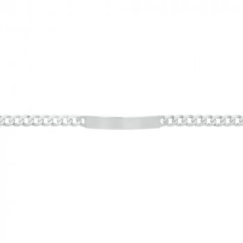 Rhodium Plated Sterling Silver ID Bracelet Curb