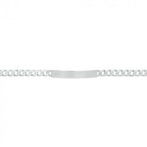 Rhodium Plated Sterling Silver ID Bracelet Curb