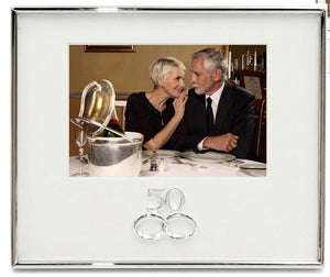 50 Year Anniversary Double Ring Silver Frame