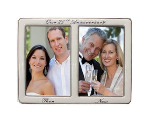 White 25th Anniversary "Then & Now" Frame - 4"x6"