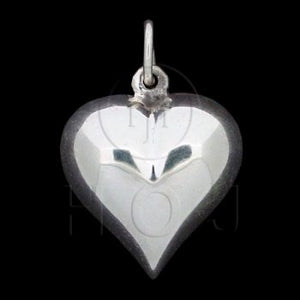 Sterling Silver Puffed Heart Pendant 20mm w/chain