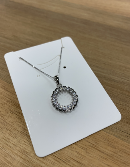 Sterling Silver Necklace with Round Pendant