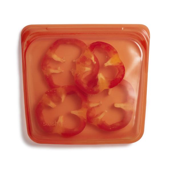 Orange Stasher Reusable Silicone Sandwich Bag