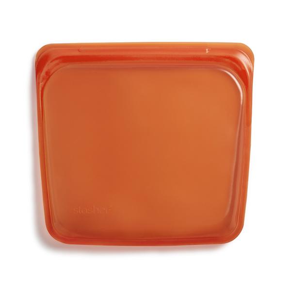 Orange Stasher Reusable Silicone Sandwich Bag