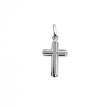 Sterling Silver Beveled Cross Charm w/18" chain