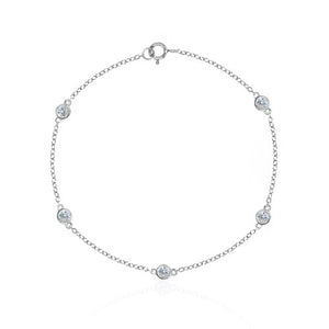 Sterling Silver Gold Plated Tiffany Inspired CZ by the Yard Anklet
