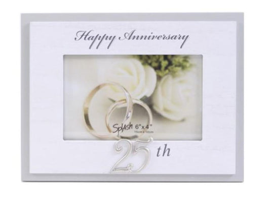 Happy Anniversary 25th White Frame