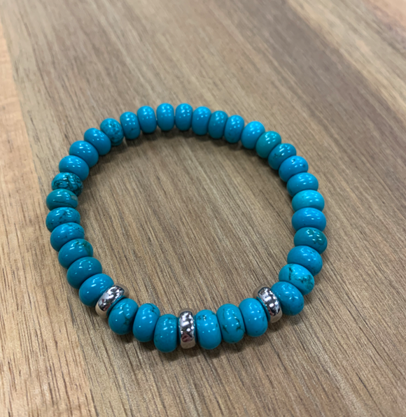 Turquoise Bracelet with Three Beads